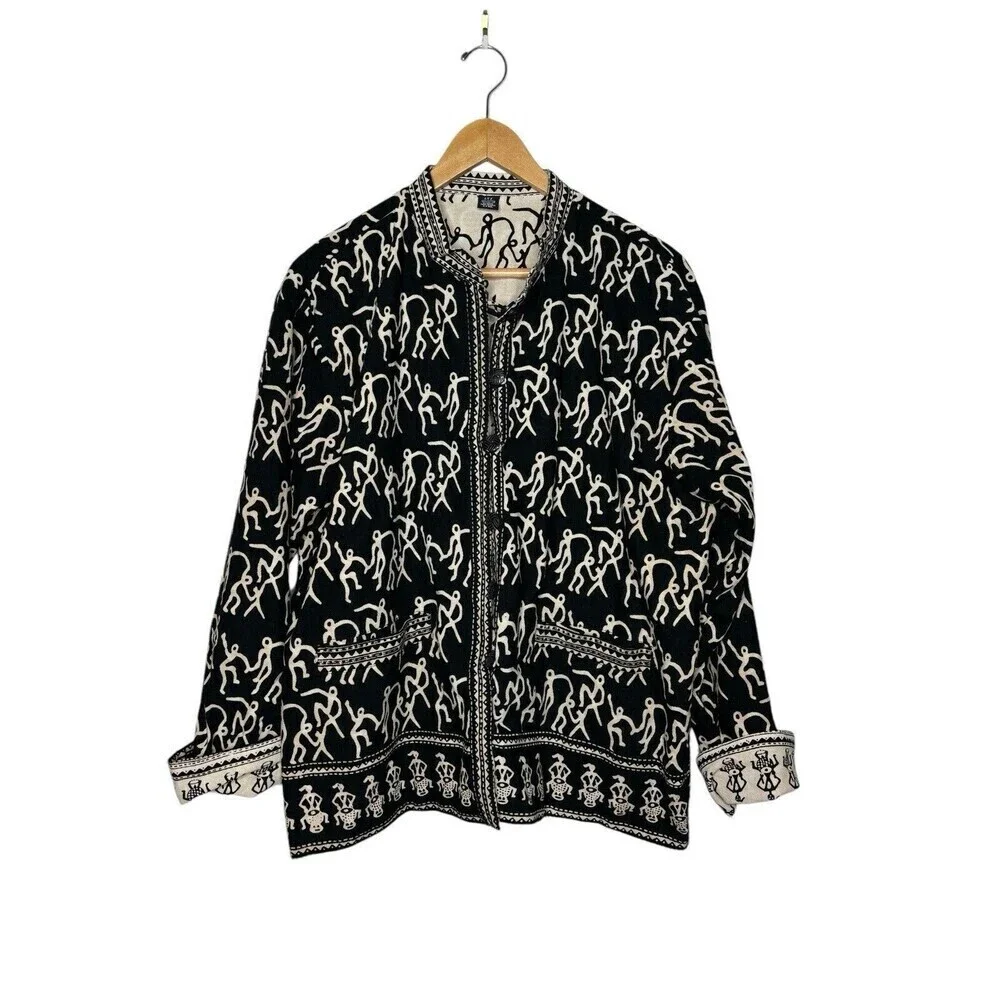VTG Sam Hilu Art to Wear Jacket Reversible Tribal Button Up Women’s Size L/XL